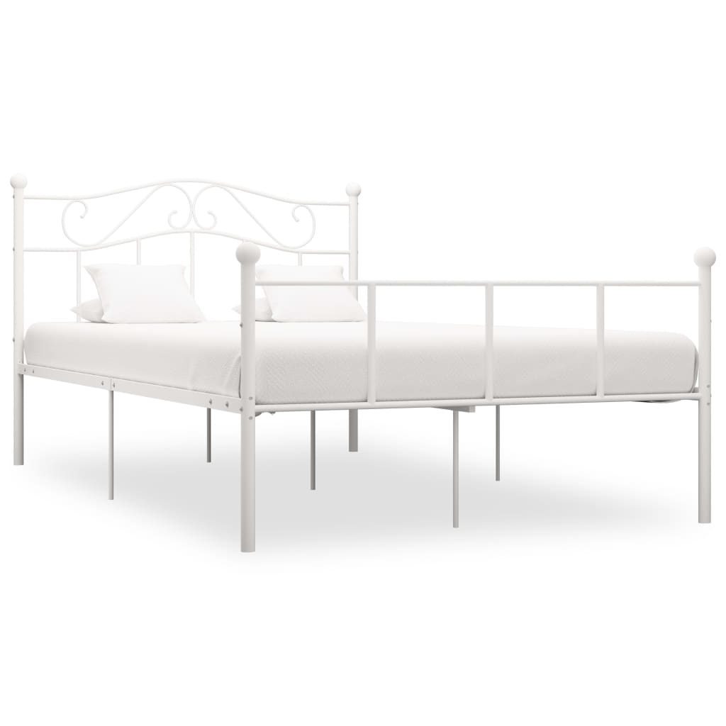 Bed Frame White Metal 140x200 cm- Beds & Bed Frames - HomeShopIreland - Home Shop Ireland - Beds & Bed Frames - Bed Frame White Metal 140x200 cm