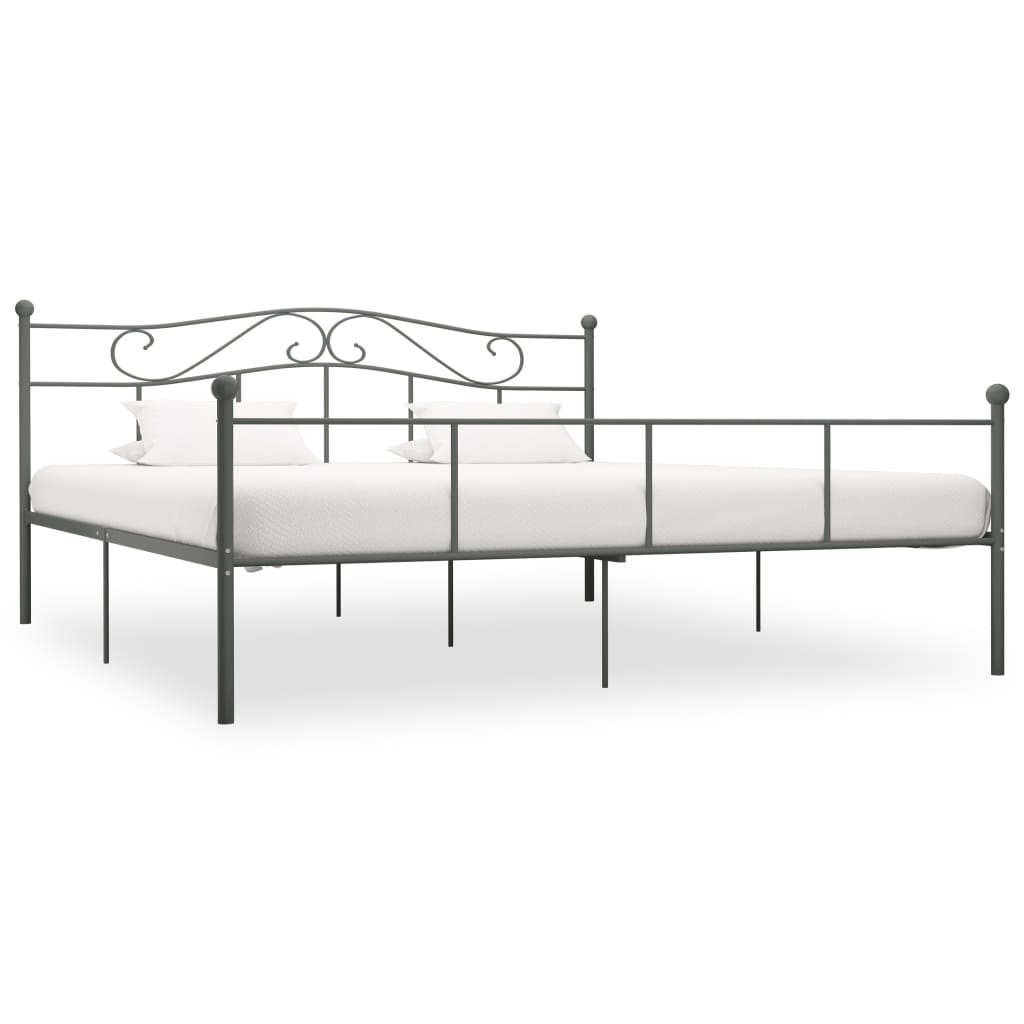 Bed Frame Grey Metal 180x200 cm- Beds & Bed Frames - HomeShopIreland - Home Shop Ireland - Beds & Bed Frames - Bed Frame Grey Metal 180x200 cm
