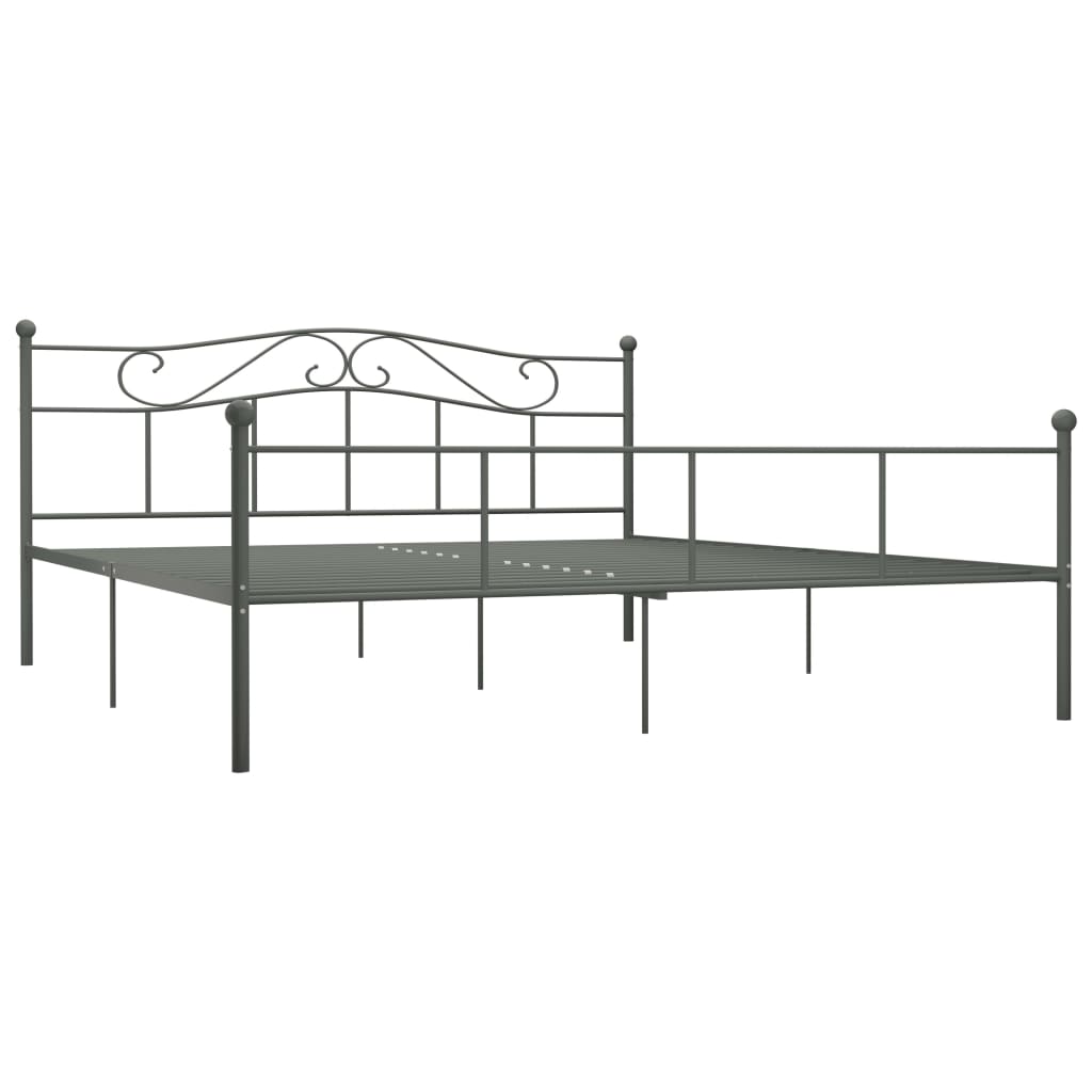 Bed Frame Grey Metal 180x200 cm- Beds & Bed Frames - HomeShopIreland - Home Shop Ireland - Beds & Bed Frames - Bed Frame Grey Metal 180x200 cm