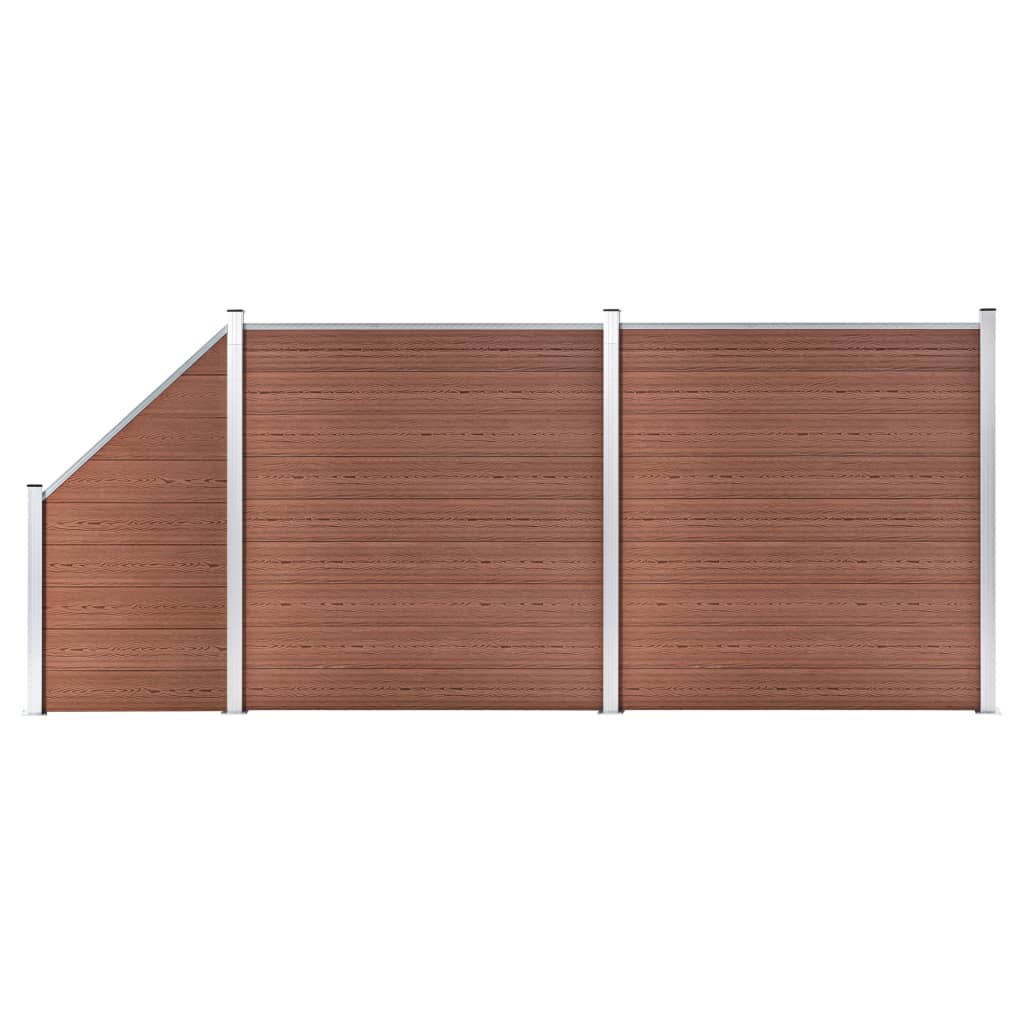 WPC Fence Set 2 Square + 1 Slanted 446x186 cm Brown- Fence Panels - HomeShopIreland - Home Shop Ireland - Fence Panels - WPC Fence Set 2 Square + 1 Slanted 446x186 cm Brown