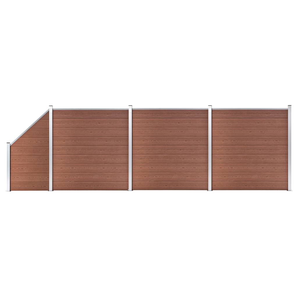 WPC Fence Set 3 Square + 1 Slanted 619x186 cm Brown- Fence Panels - HomeShopIreland - Home Shop Ireland - Fence Panels - WPC Fence Set 3 Square + 1 Slanted 619x186 cm Brown