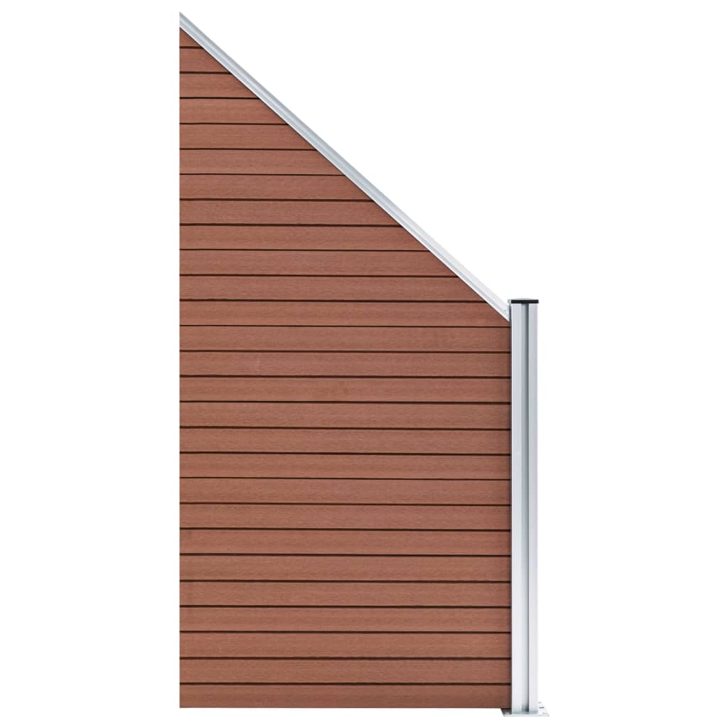 WPC Fence Set 4 Square + 1 Slanted 792x186 cm Brown- Fence Panels - HomeShopIreland - Home Shop Ireland - Fence Panels - WPC Fence Set 4 Square + 1 Slanted 792x186 cm Brown