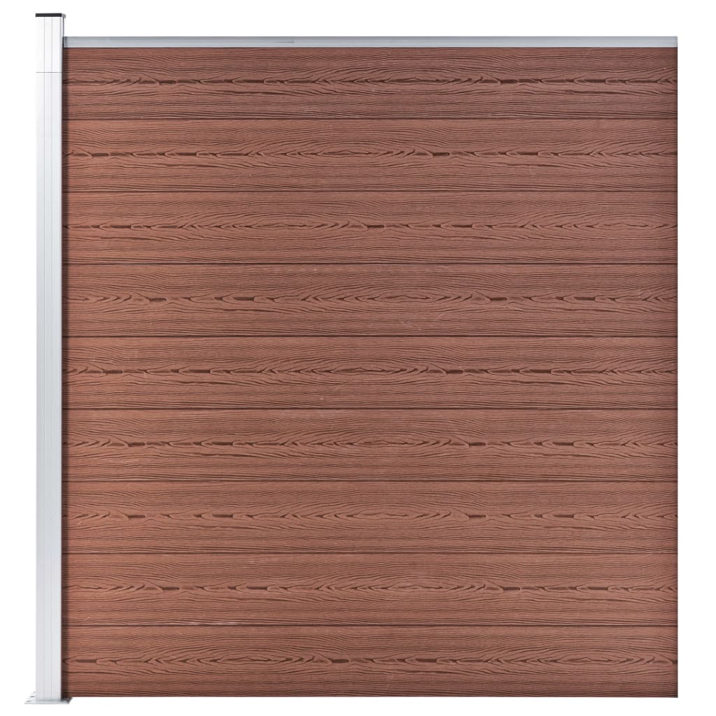 WPC Fence Set 4 Square + 1 Slanted 792x186 cm Brown- Fence Panels - HomeShopIreland - Home Shop Ireland - Fence Panels - WPC Fence Set 4 Square + 1 Slanted 792x186 cm Brown