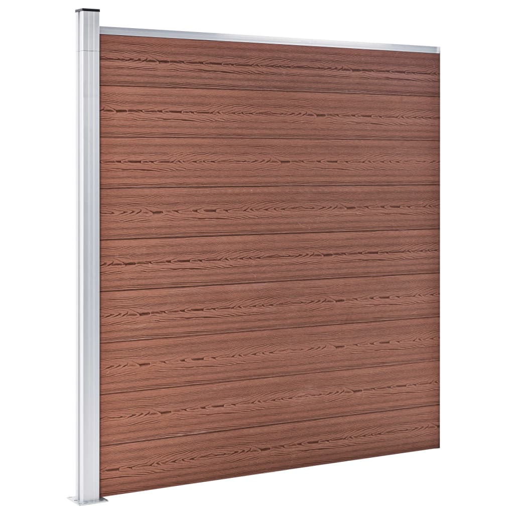 WPC Fence Set 4 Square + 1 Slanted 792x186 cm Brown- Fence Panels - HomeShopIreland - Home Shop Ireland - Fence Panels - WPC Fence Set 4 Square + 1 Slanted 792x186 cm Brown