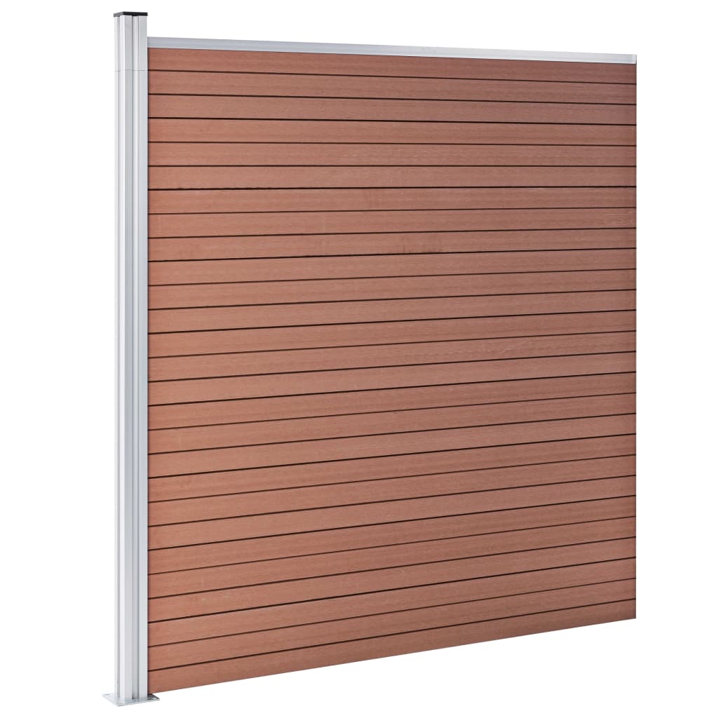 WPC Fence Set 4 Square + 1 Slanted 792x186 cm Brown- Fence Panels - HomeShopIreland - Home Shop Ireland - Fence Panels - WPC Fence Set 4 Square + 1 Slanted 792x186 cm Brown