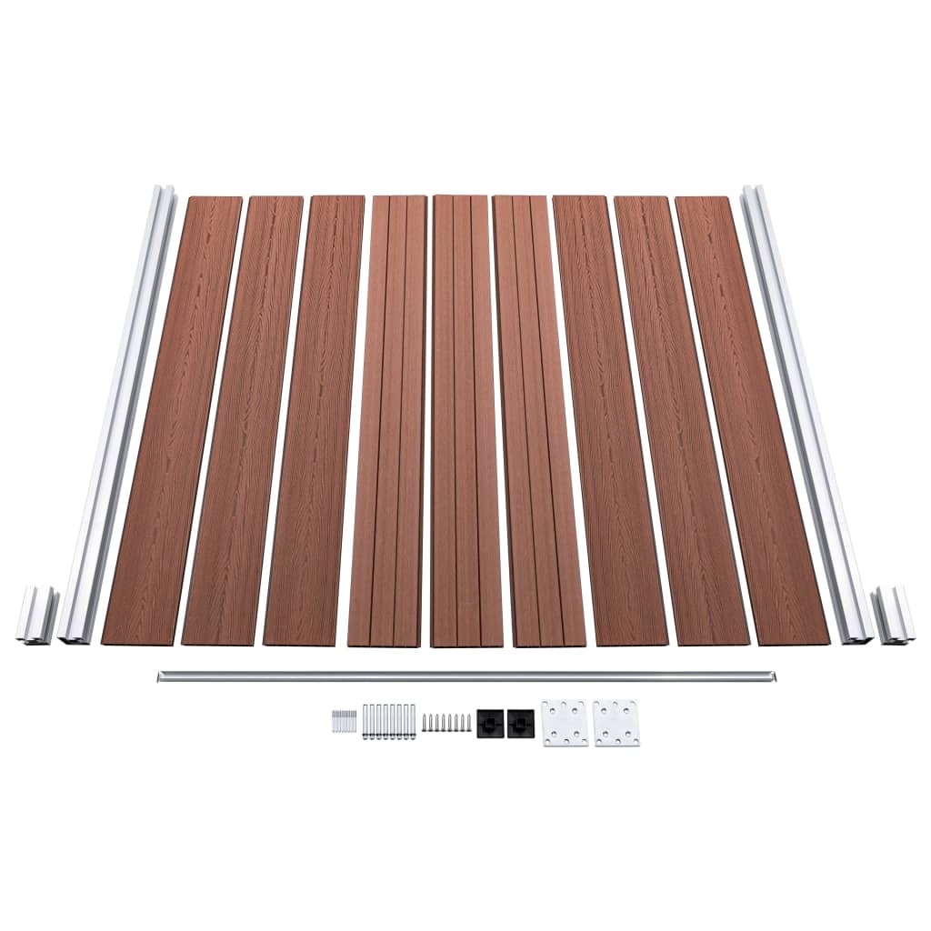 WPC Fence Set 4 Square + 1 Slanted 792x186 cm Brown- Fence Panels - HomeShopIreland - Home Shop Ireland - Fence Panels - WPC Fence Set 4 Square + 1 Slanted 792x186 cm Brown