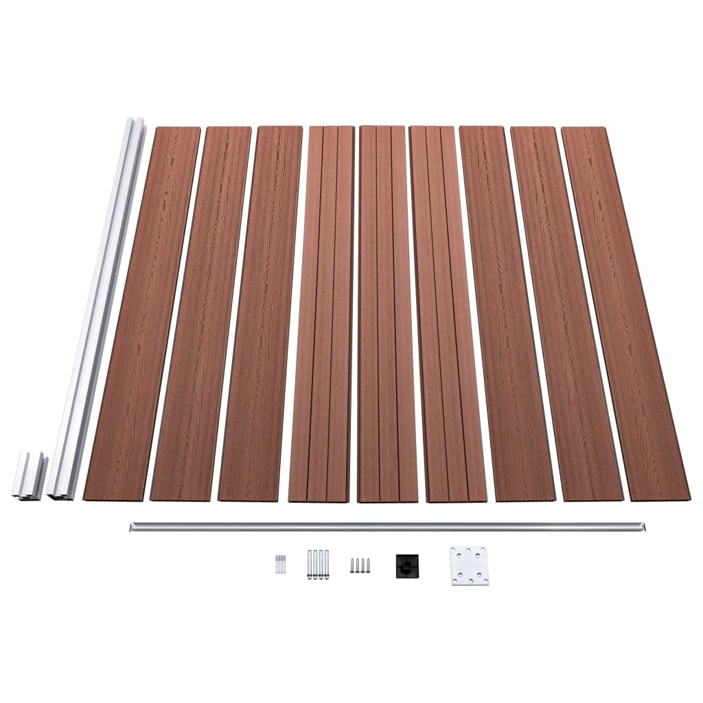 WPC Fence Set 4 Square + 1 Slanted 792x186 cm Brown- Fence Panels - HomeShopIreland - Home Shop Ireland - Fence Panels - WPC Fence Set 4 Square + 1 Slanted 792x186 cm Brown