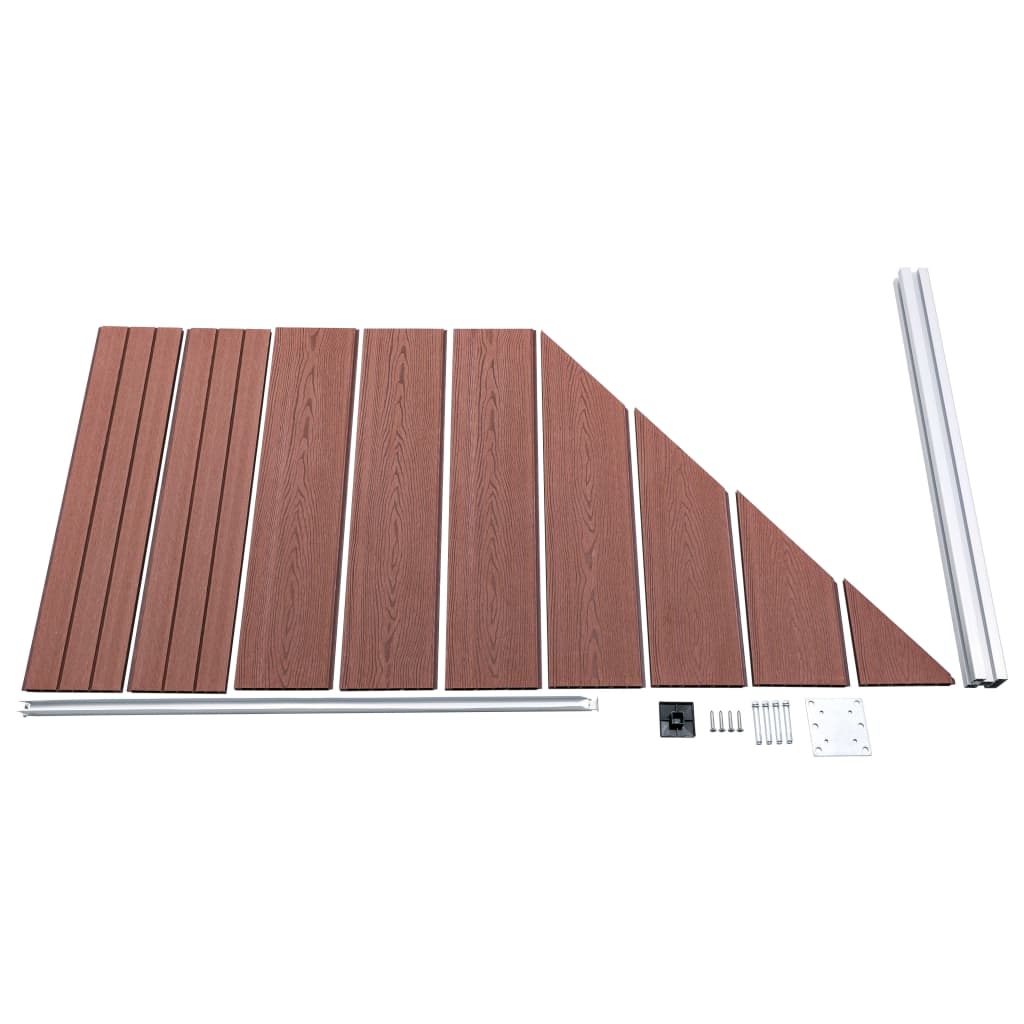 WPC Fence Set 8 Square + 1 Slanted 1484x186 cm Brown- Fence Panels - HomeShopIreland - Home Shop Ireland - Fence Panels - WPC Fence Set 8 Square + 1 Slanted 1484x186 cm Brown