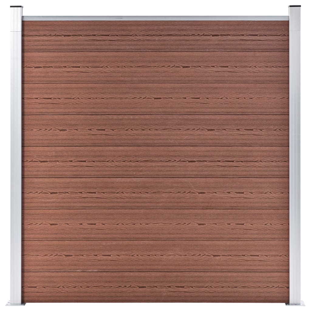 WPC Fence Set 8 Square + 1 Slanted 1484x186 cm Brown- Fence Panels - HomeShopIreland - Home Shop Ireland - Fence Panels - WPC Fence Set 8 Square + 1 Slanted 1484x186 cm Brown