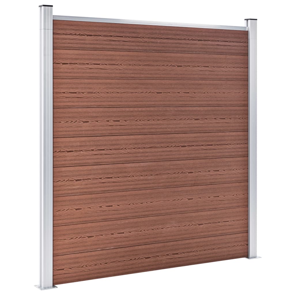 WPC Fence Set 8 Square + 1 Slanted 1484x186 cm Brown- Fence Panels - HomeShopIreland - Home Shop Ireland - Fence Panels - WPC Fence Set 8 Square + 1 Slanted 1484x186 cm Brown