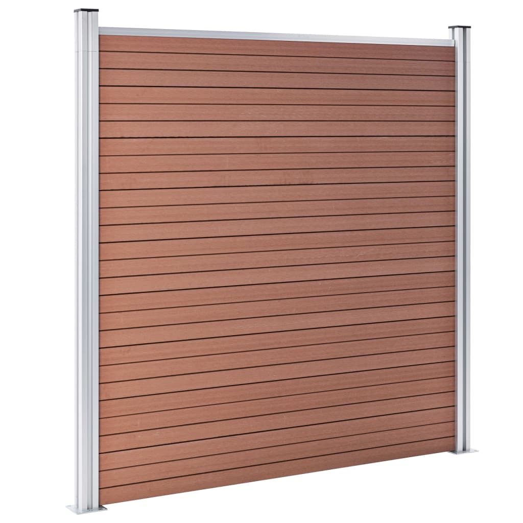 WPC Fence Set 8 Square + 1 Slanted 1484x186 cm Brown- Fence Panels - HomeShopIreland - Home Shop Ireland - Fence Panels - WPC Fence Set 8 Square + 1 Slanted 1484x186 cm Brown