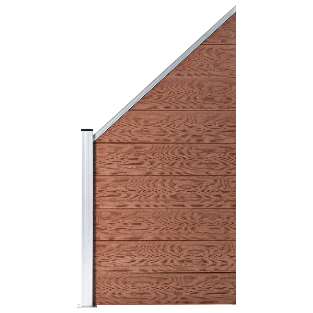 WPC Fence Set 8 Square + 1 Slanted 1484x186 cm Brown- Fence Panels - HomeShopIreland - Home Shop Ireland - Fence Panels - WPC Fence Set 8 Square + 1 Slanted 1484x186 cm Brown