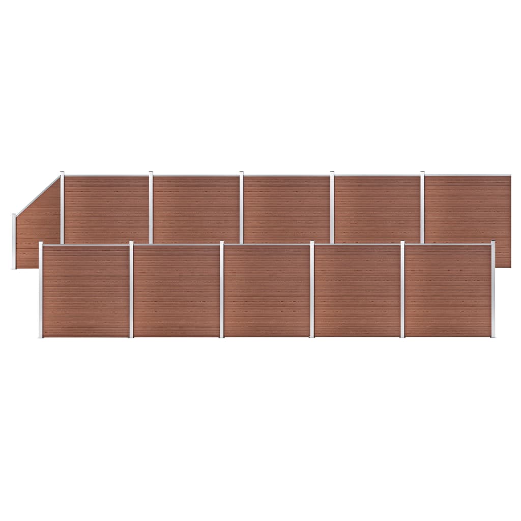 WPC Fence Set 10 Square + 1 Slanted 1830x186 cm Brown- Fence Panels - HomeShopIreland - Home Shop Ireland - Fence Panels - WPC Fence Set 10 Square + 1 Slanted 1830x186 cm Brown