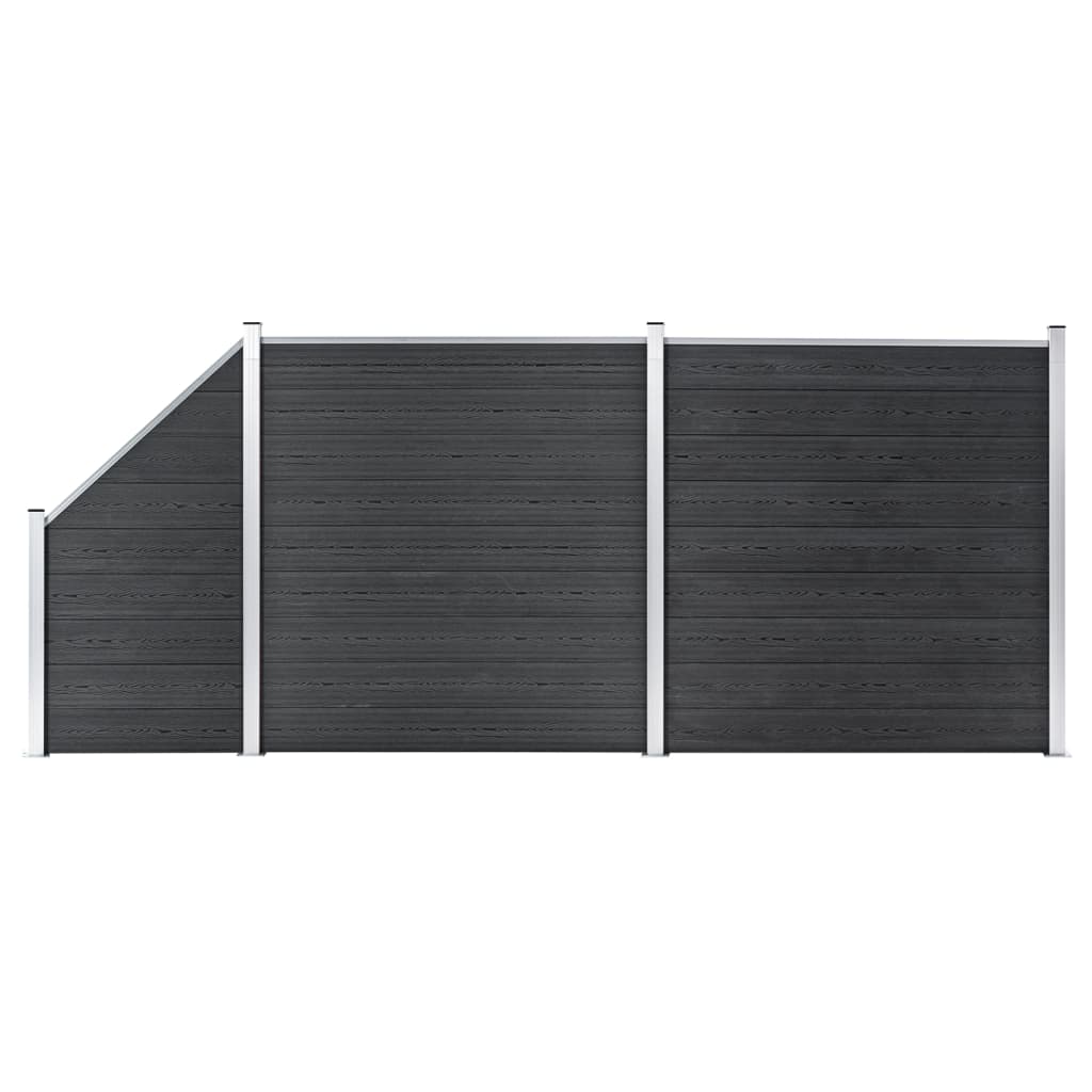 WPC Fence Set 2 Square + 1 Slanted 446x186 cm Grey- Fence Panels - HomeShopIreland - Home Shop Ireland - Fence Panels - WPC Fence Set 2 Square + 1 Slanted 446x186 cm Grey