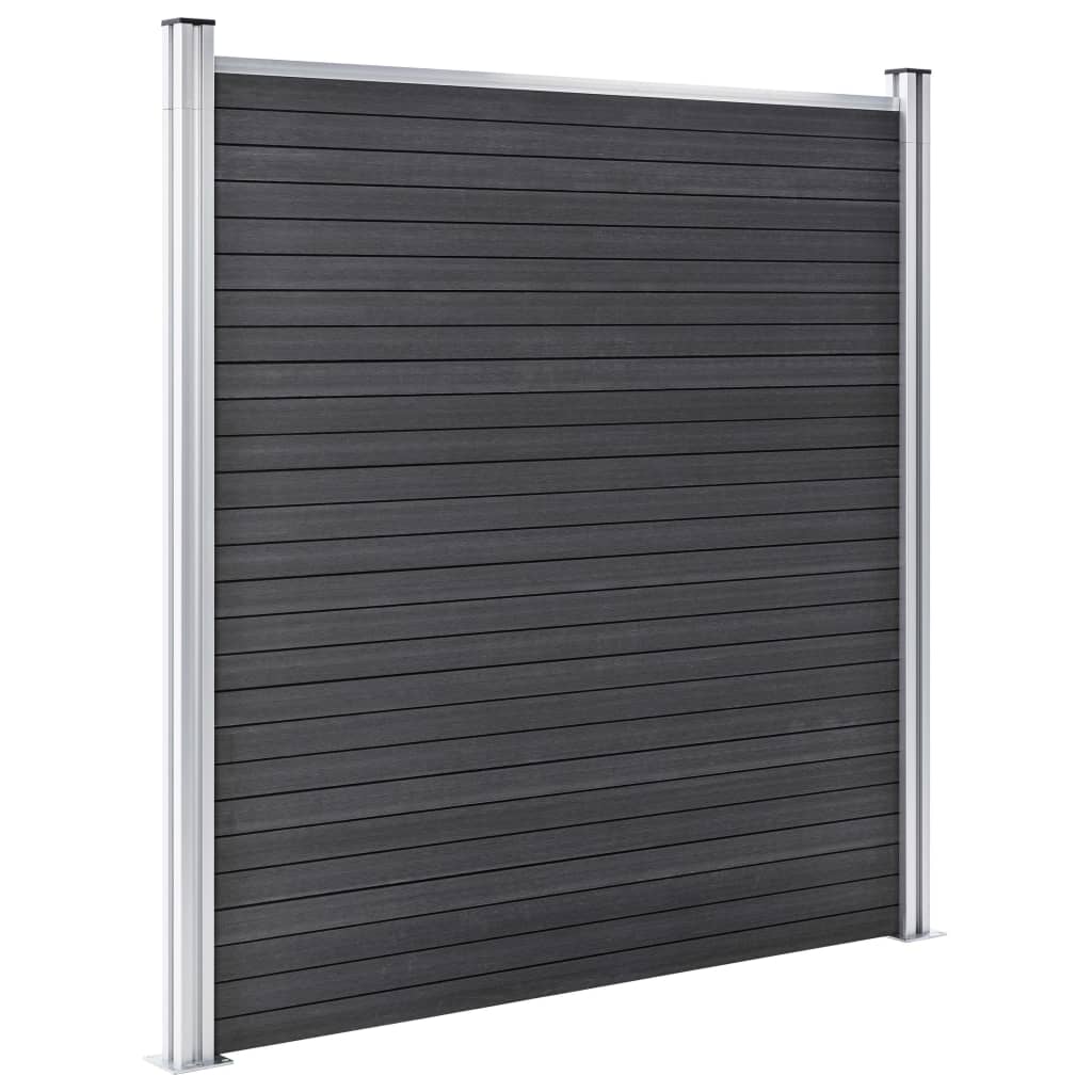 WPC Fence Set 6 Square + 1 Slanted 1138x186 cm Grey- Fence Panels - HomeShopIreland - Home Shop Ireland - Fence Panels - WPC Fence Set 6 Square + 1 Slanted 1138x186 cm Grey