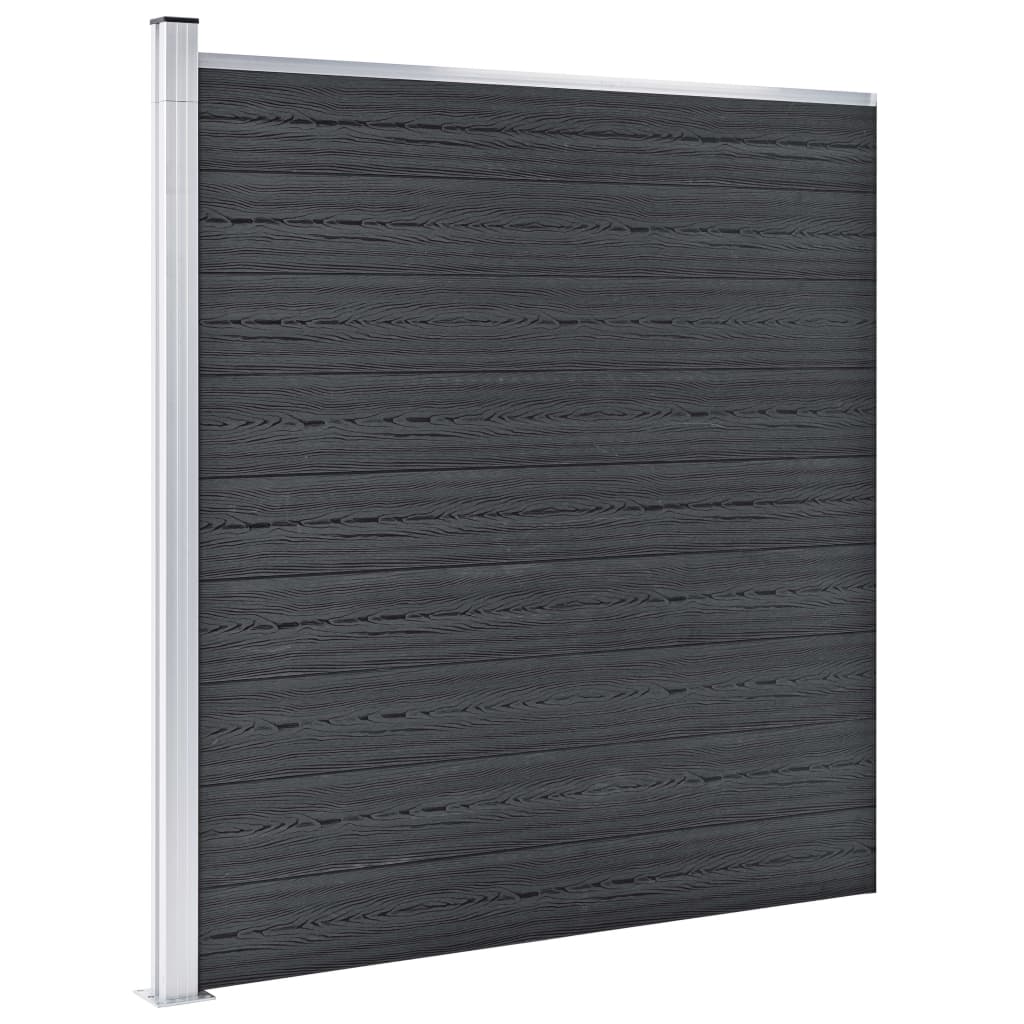 WPC Fence Set 6 Square + 1 Slanted 1138x186 cm Grey- Fence Panels - HomeShopIreland - Home Shop Ireland - Fence Panels - WPC Fence Set 6 Square + 1 Slanted 1138x186 cm Grey