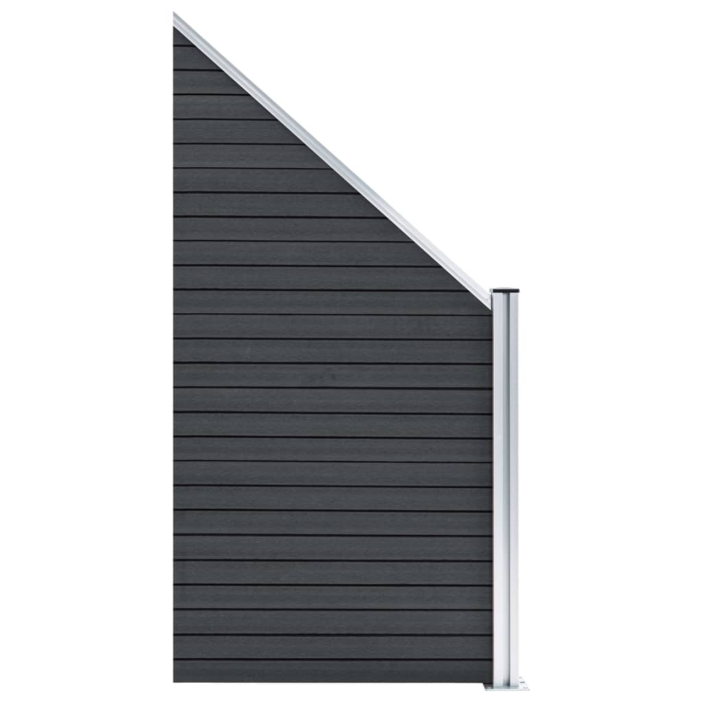 WPC Fence Set 6 Square + 1 Slanted 1138x186 cm Grey- Fence Panels - HomeShopIreland - Home Shop Ireland - Fence Panels - WPC Fence Set 6 Square + 1 Slanted 1138x186 cm Grey
