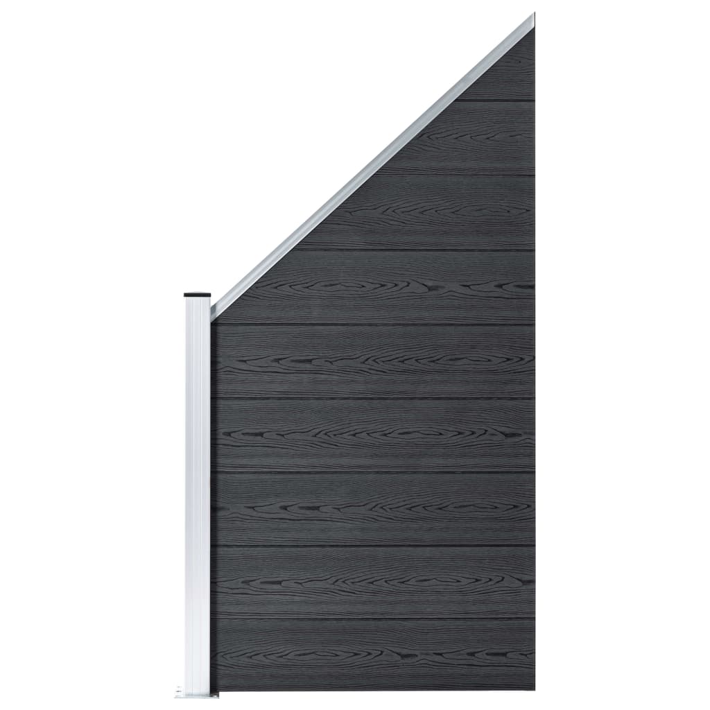 WPC Fence Set 6 Square + 1 Slanted 1138x186 cm Grey- Fence Panels - HomeShopIreland - Home Shop Ireland - Fence Panels - WPC Fence Set 6 Square + 1 Slanted 1138x186 cm Grey