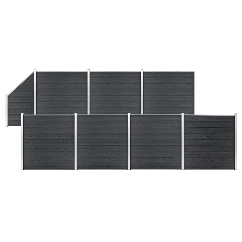 WPC Fence Set 7 Square + 1 Slanted 1311x186 cm Grey- Fence Panels - HomeShopIreland - Home Shop Ireland - Fence Panels - WPC Fence Set 7 Square + 1 Slanted 1311x186 cm Grey