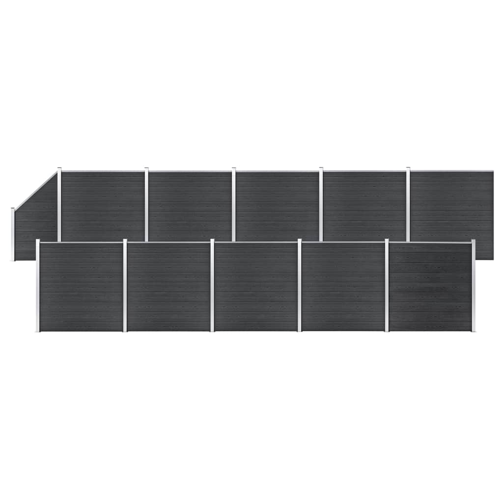 WPC Fence Set 10 Square + 1 Slanted 1830x186 cm Grey- Fence Panels - HomeShopIreland - Home Shop Ireland - Fence Panels - WPC Fence Set 10 Square + 1 Slanted 1830x186 cm Grey