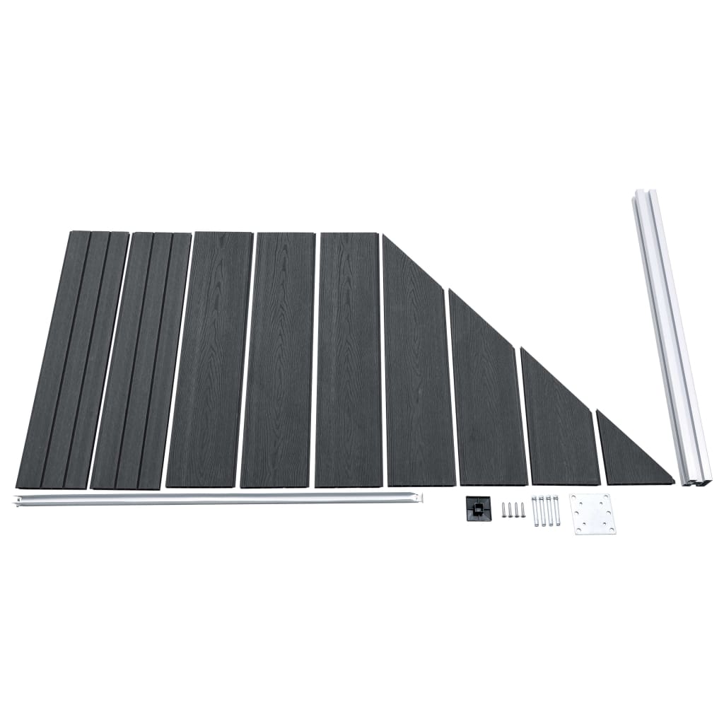 WPC Fence Set 10 Square + 1 Slanted 1830x186 cm Grey- Fence Panels - HomeShopIreland - Home Shop Ireland - Fence Panels - WPC Fence Set 10 Square + 1 Slanted 1830x186 cm Grey