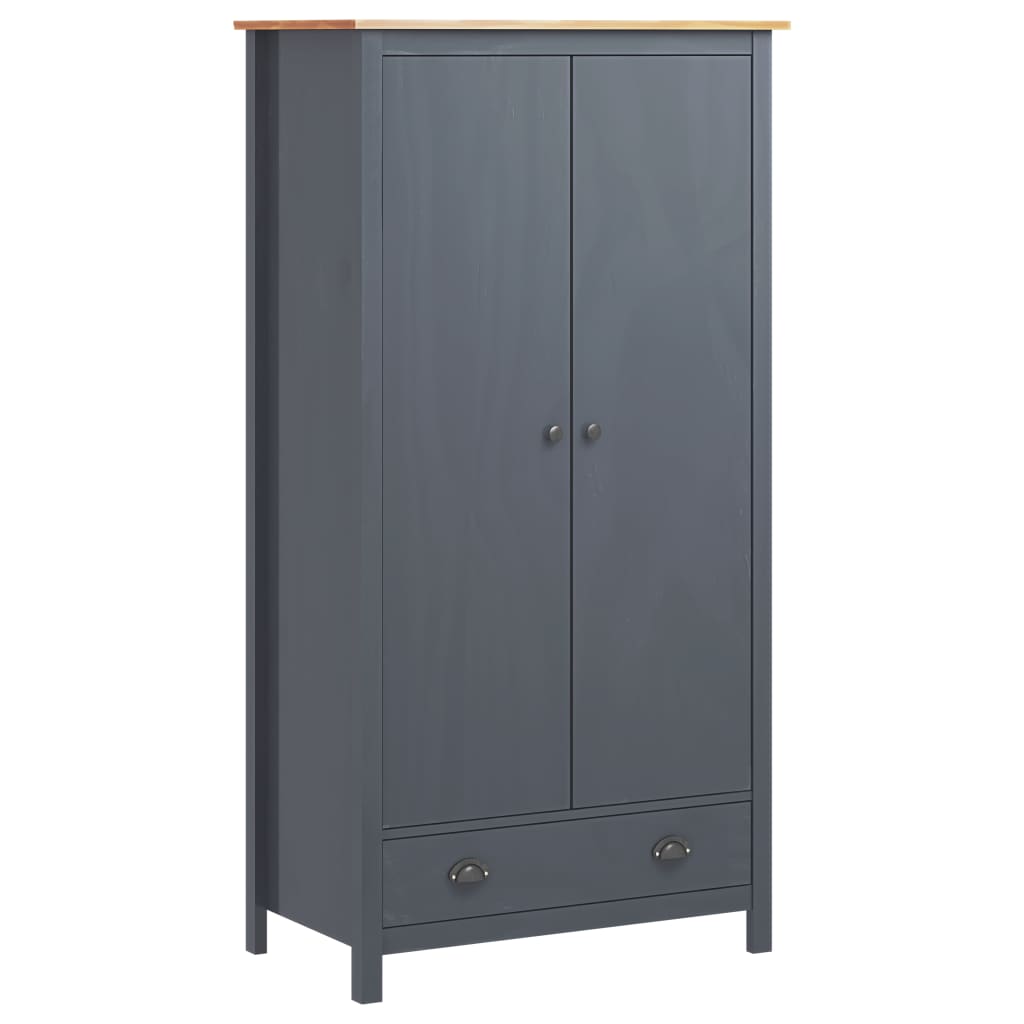 2-Door Wardrobe "Hill Range" Grey 89x50x170 cm Solid Pine Wood- Cupboards & Wardrobes - HomeShopIreland - Home Shop Ireland - Cupboards & Wardrobes - 2-Door Wardrobe "Hill Range" Grey 89x50x170 cm Solid Pine Wood