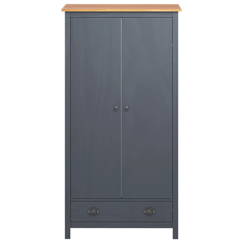 2-Door Wardrobe "Hill Range" Grey 89x50x170 cm Solid Pine Wood- Cupboards & Wardrobes - HomeShopIreland - Home Shop Ireland - Cupboards & Wardrobes - 2-Door Wardrobe "Hill Range" Grey 89x50x170 cm Solid Pine Wood