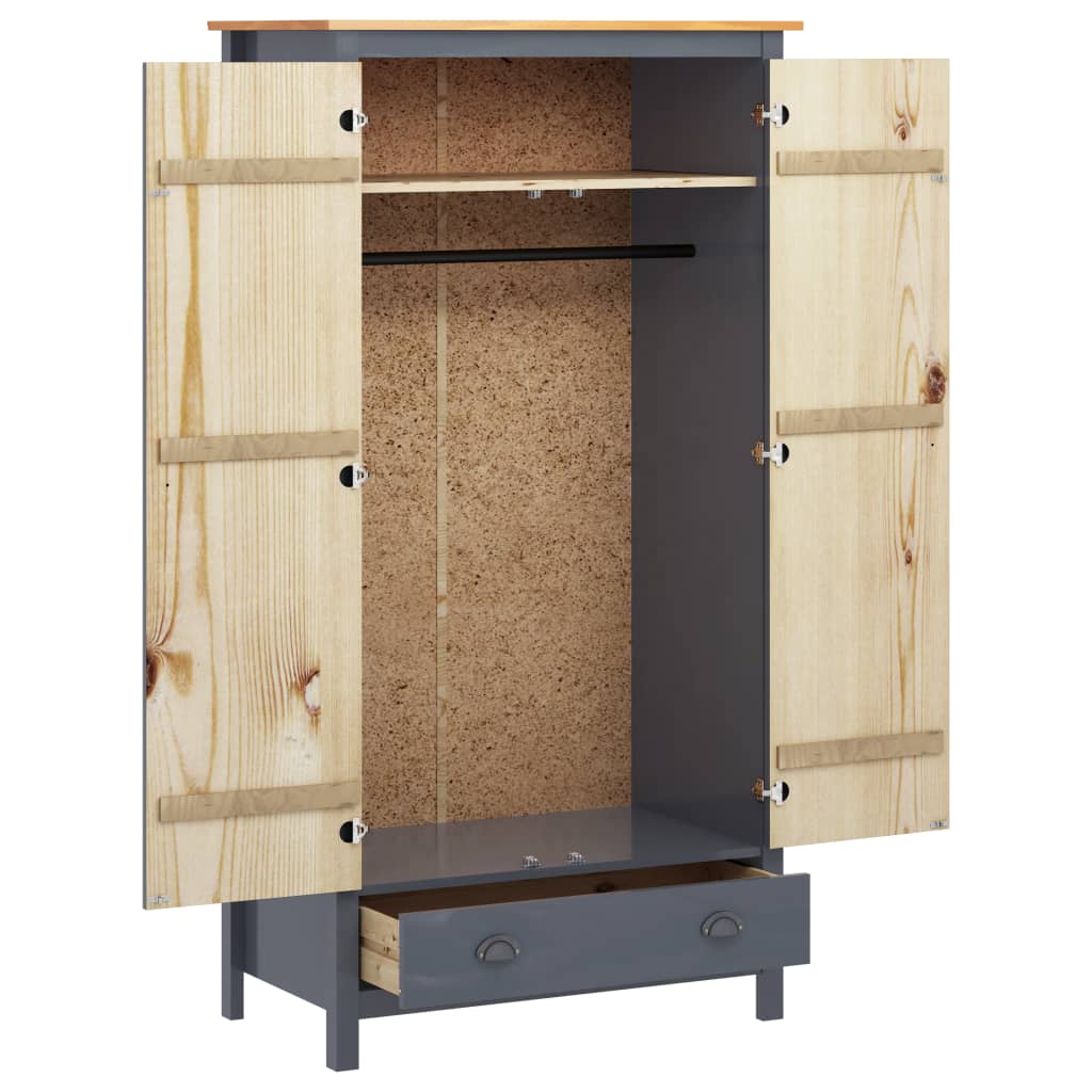 2-Door Wardrobe "Hill Range" Grey 89x50x170 cm Solid Pine Wood- Cupboards & Wardrobes - HomeShopIreland - Home Shop Ireland - Cupboards & Wardrobes - 2-Door Wardrobe "Hill Range" Grey 89x50x170 cm Solid Pine Wood