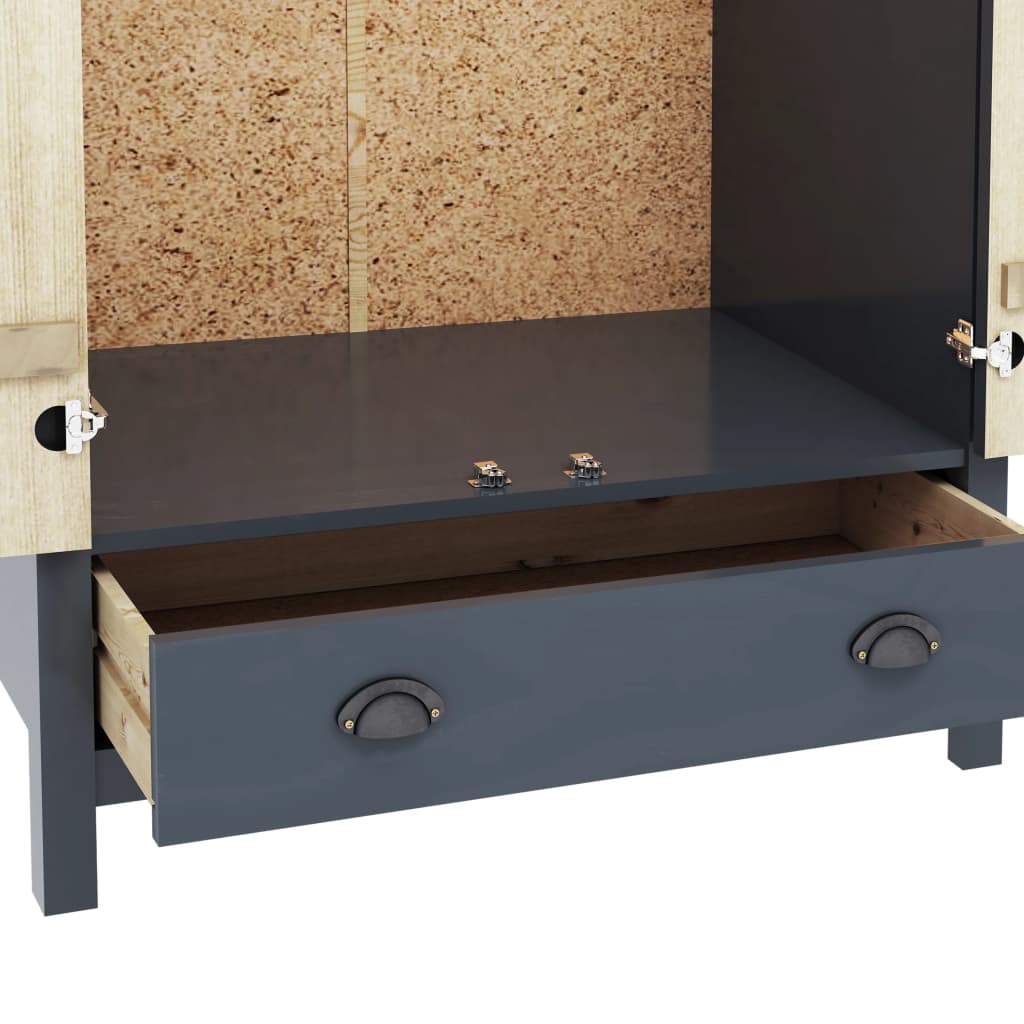2-Door Wardrobe "Hill Range" Grey 89x50x170 cm Solid Pine Wood- Cupboards & Wardrobes - HomeShopIreland - Home Shop Ireland - Cupboards & Wardrobes - 2-Door Wardrobe "Hill Range" Grey 89x50x170 cm Solid Pine Wood