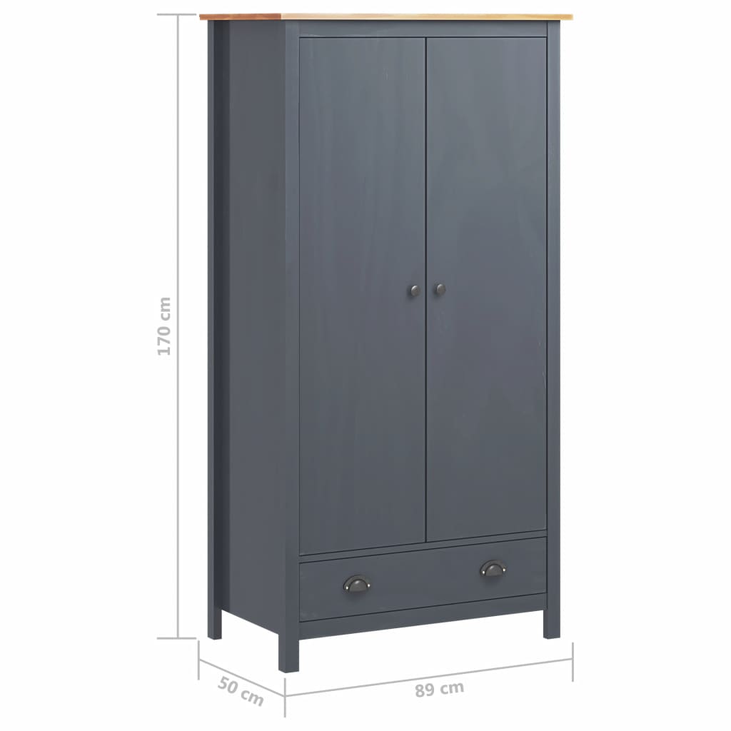 2-Door Wardrobe "Hill Range" Grey 89x50x170 cm Solid Pine Wood- Cupboards & Wardrobes - HomeShopIreland - Home Shop Ireland - Cupboards & Wardrobes - 2-Door Wardrobe "Hill Range" Grey 89x50x170 cm Solid Pine Wood