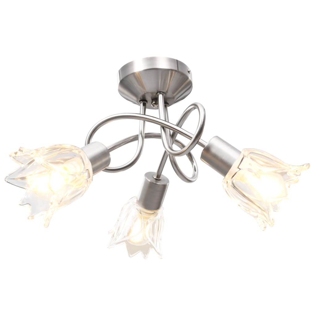 Ceiling Lamp with Transparent Glass Shades for 3 E14 Bulbs Tulip- Ceiling Light Fixtures - HomeShopIreland - Home Shop Ireland - Ceiling Light Fixtures - Ceiling Lamp with Transparent Glass Shades for 3 E14 Bulbs Tulip