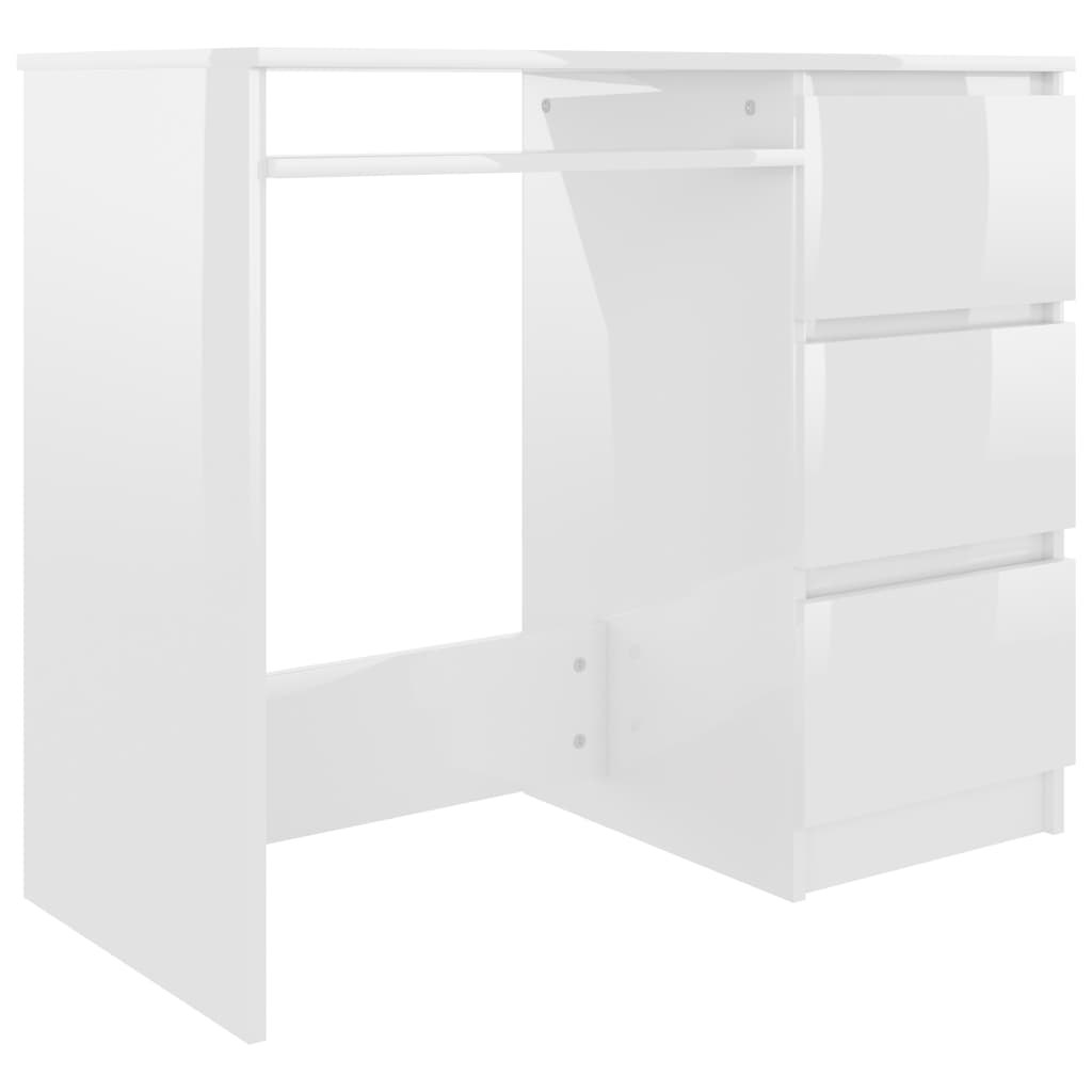 Desk High Gloss White 90x45x76 cm Chipboard- Desks - HomeShopIreland - Home Shop Ireland - Desks - Desk High Gloss White 90x45x76 cm Chipboard