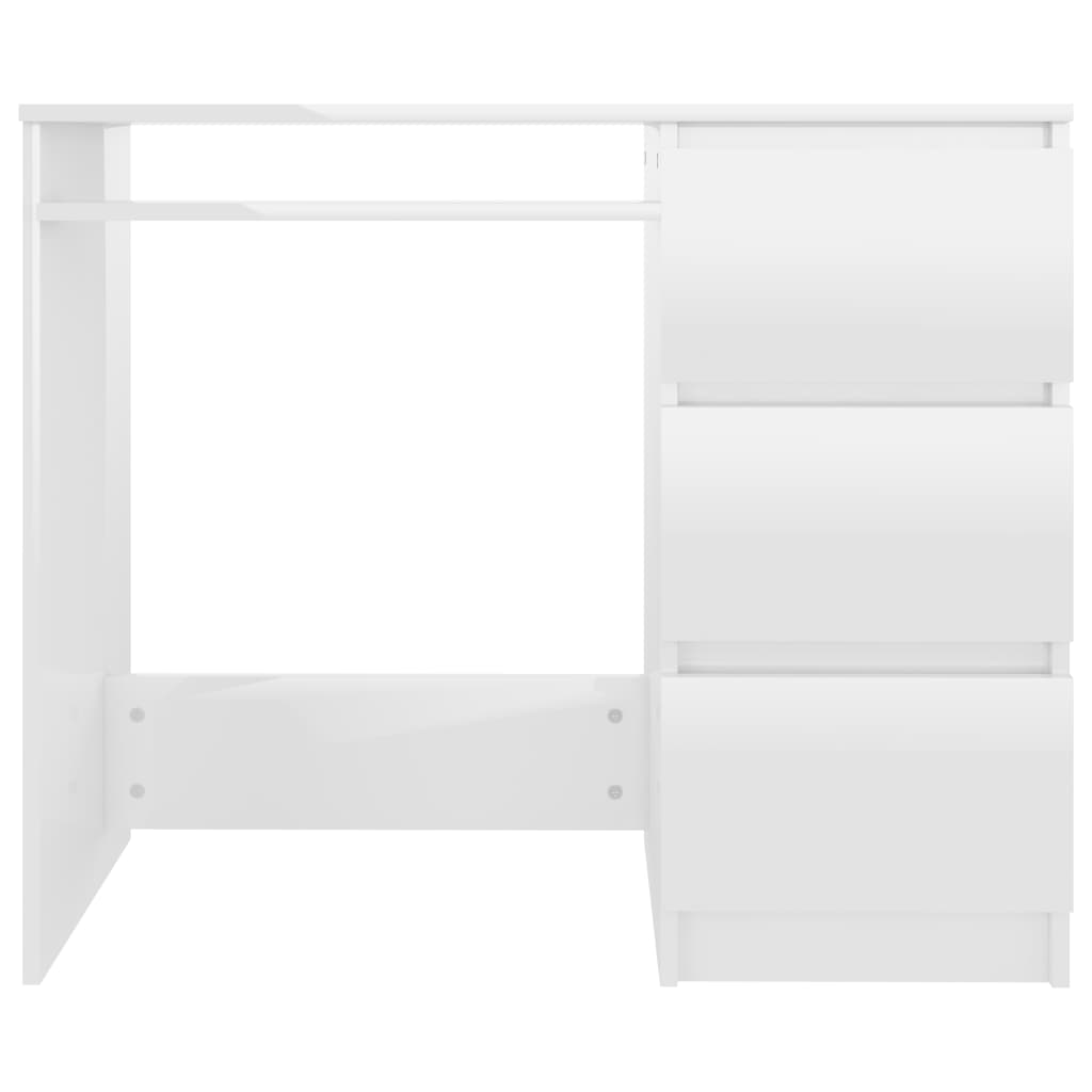 Desk High Gloss White 90x45x76 cm Chipboard- Desks - HomeShopIreland - Home Shop Ireland - Desks - Desk High Gloss White 90x45x76 cm Chipboard