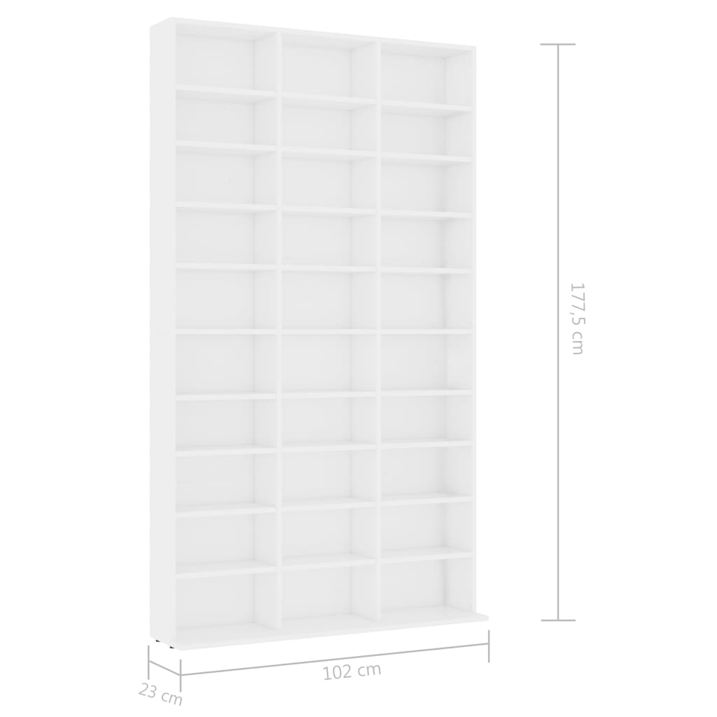 CD Cabinet White 102x23x177.5 cm Chipboard- Media Storage Cabinets & Racks - HomeShopIreland - Home Shop Ireland - Media Storage Cabinets & Racks - CD Cabinet White 102x23x177.5 cm Chipboard