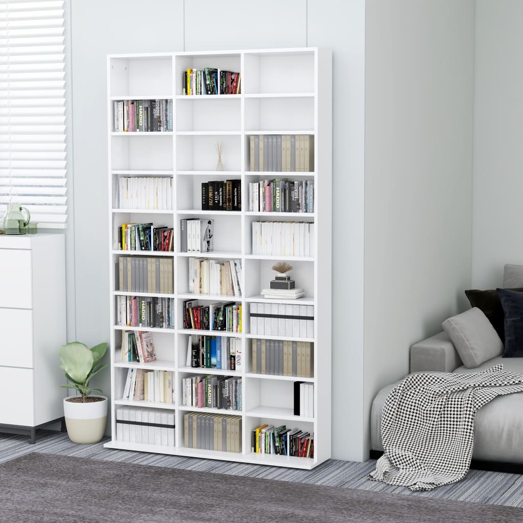 CD Cabinet White 102x23x177.5 cm Chipboard- Media Storage Cabinets & Racks - HomeShopIreland - Home Shop Ireland - Media Storage Cabinets & Racks - CD Cabinet White 102x23x177.5 cm Chipboard
