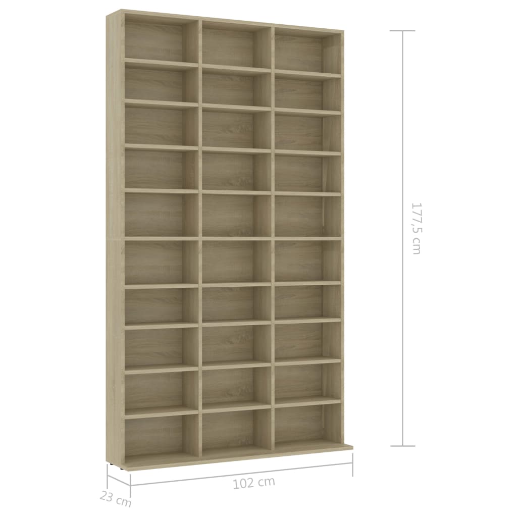 CD Cabinet Sonoma Oak 102x23x177.5 cm Chipboard- Media Storage Cabinets & Racks - HomeShopIreland - Home Shop Ireland - Media Storage Cabinets & Racks - CD Cabinet Sonoma Oak 102x23x177.5 cm Chipboard