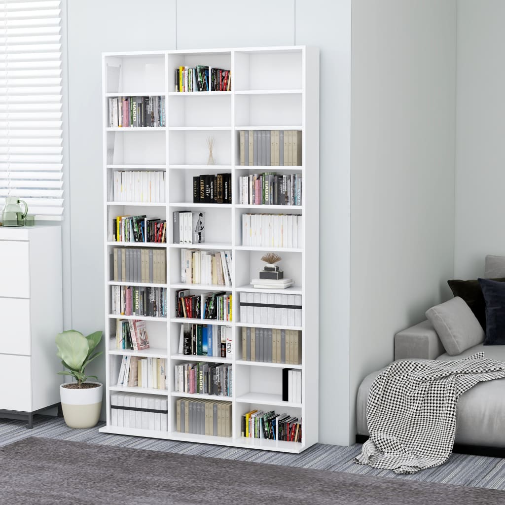 CD Cabinet High Gloss White 102x23x177.5 cm Chipboard- Media Storage Cabinets & Racks - HomeShopIreland - Home Shop Ireland - Media Storage Cabinets & Racks - CD Cabinet High Gloss White 102x23x177.5 cm Chipboard