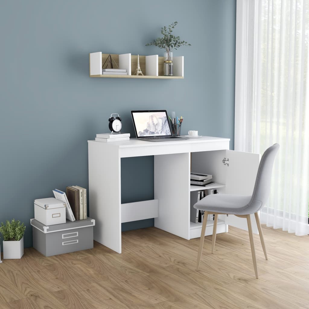 Desk White 100x50x76 cm Chipboard- Desks - HomeShopIreland - Home Shop Ireland - Desks - Desk White 100x50x76 cm Chipboard