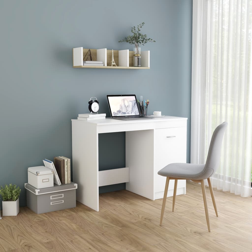 Desk White 100x50x76 cm Chipboard- Desks - HomeShopIreland - Home Shop Ireland - Desks - Desk White 100x50x76 cm Chipboard