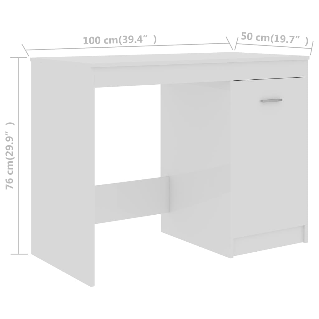 Desk High Gloss White 100x50x76 cm Chipboard- Desks - HomeShopIreland - Home Shop Ireland - Desks - Desk High Gloss White 100x50x76 cm Chipboard