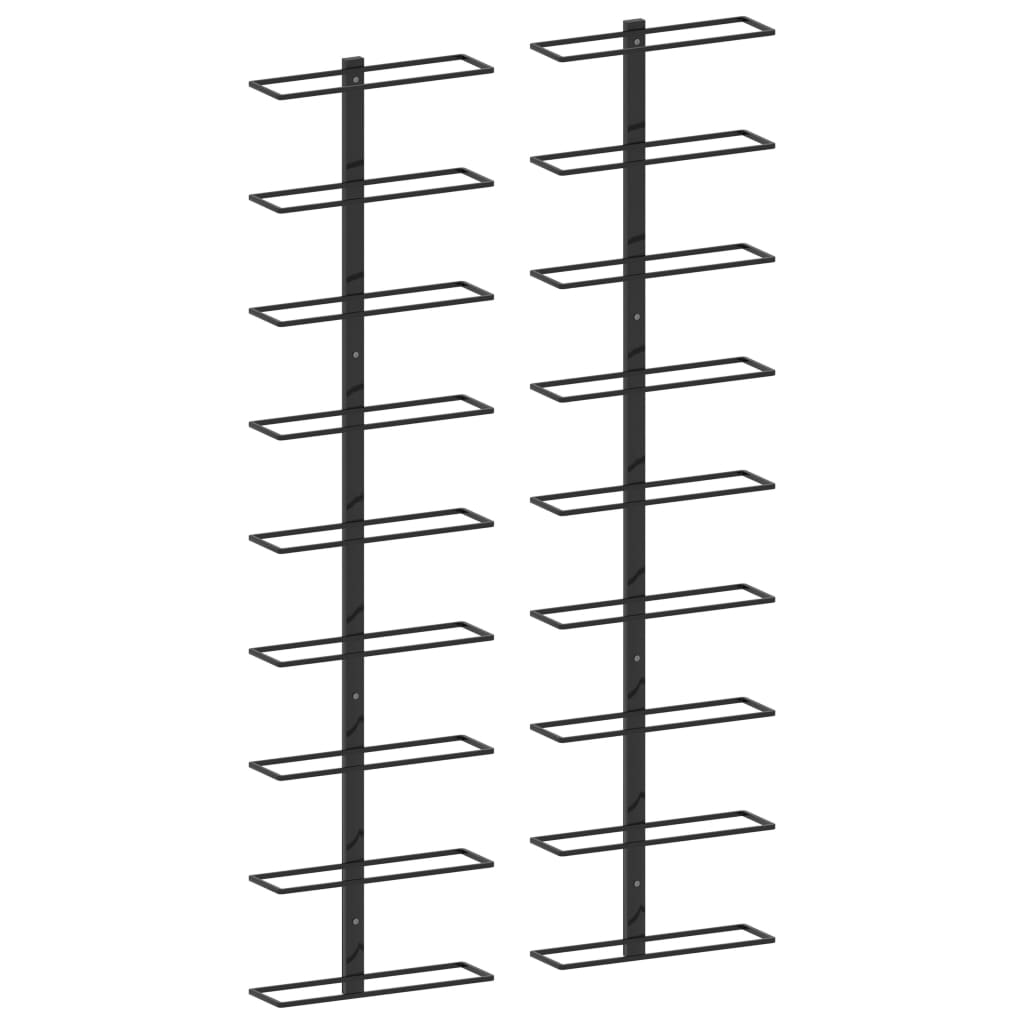 Wall-mounted Wine Racks for 18 Bottles 2 pcs Black Iron- Wine Racks - HomeShopIreland - Home Shop Ireland - Wine Racks - Wall-mounted Wine Racks for 18 Bottles 2 pcs Black Iron