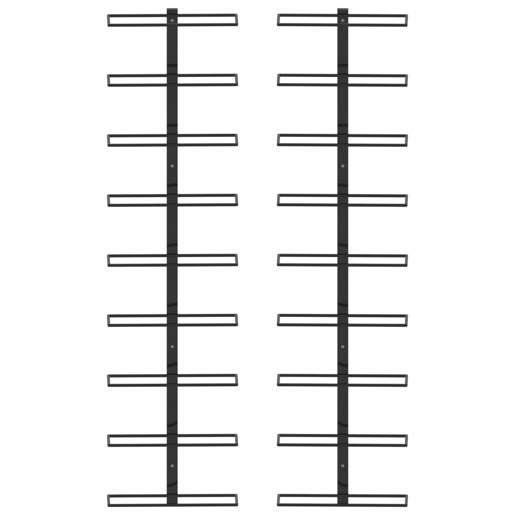 Wall-mounted Wine Racks for 18 Bottles 2 pcs Black Iron- Wine Racks - HomeShopIreland - Home Shop Ireland - Wine Racks - Wall-mounted Wine Racks for 18 Bottles 2 pcs Black Iron