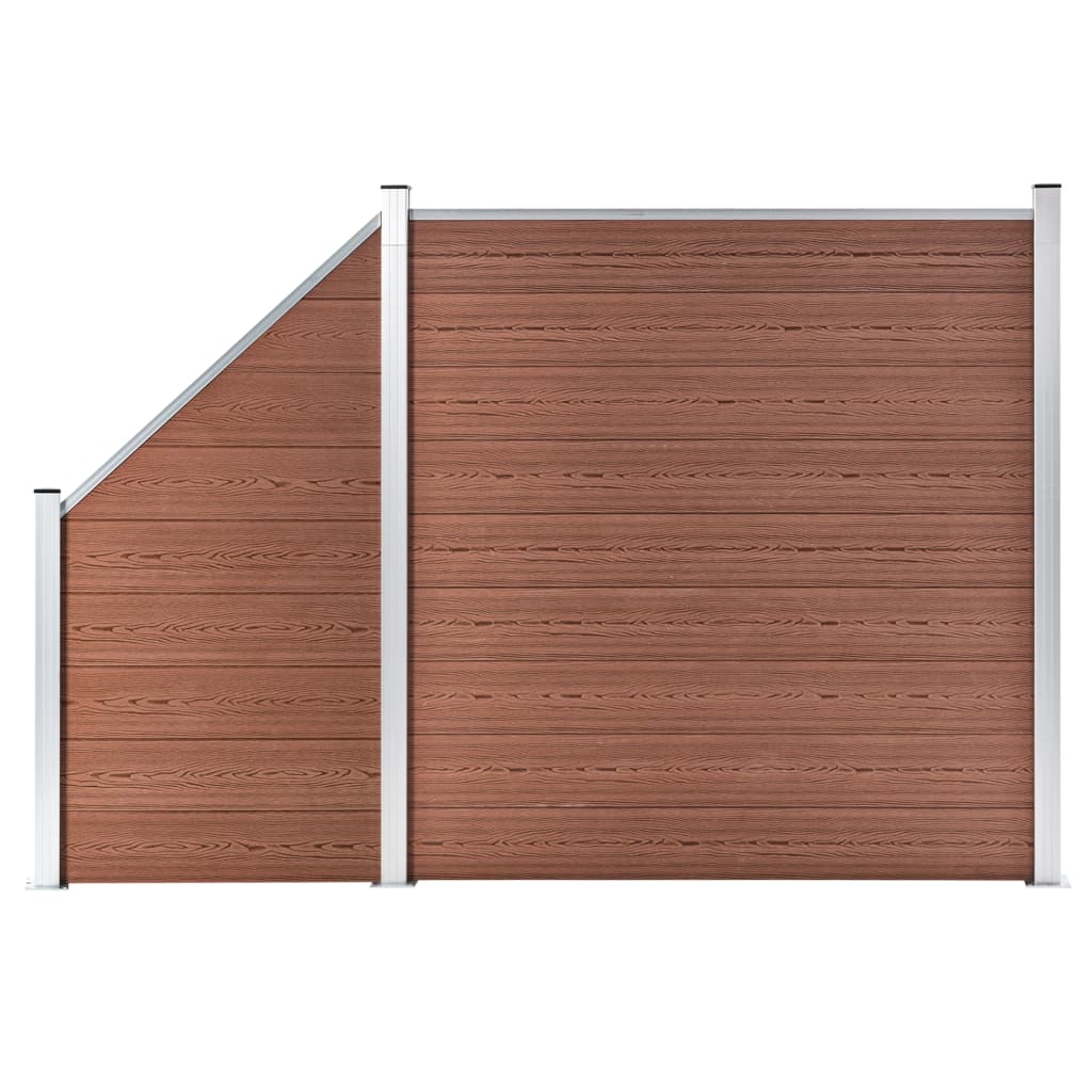 WPC Fence Set 1 Square + 1 Slanted 273x186 cm Brown- Fence Panels - HomeShopIreland - Home Shop Ireland - Fence Panels - WPC Fence Set 1 Square + 1 Slanted 273x186 cm Brown