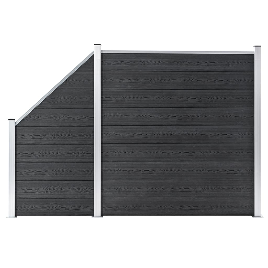 WPC Fence Set 1 Square + 1 Slanted 273x186 cm Grey- Fence Panels - HomeShopIreland - Home Shop Ireland - Fence Panels - WPC Fence Set 1 Square + 1 Slanted 273x186 cm Grey