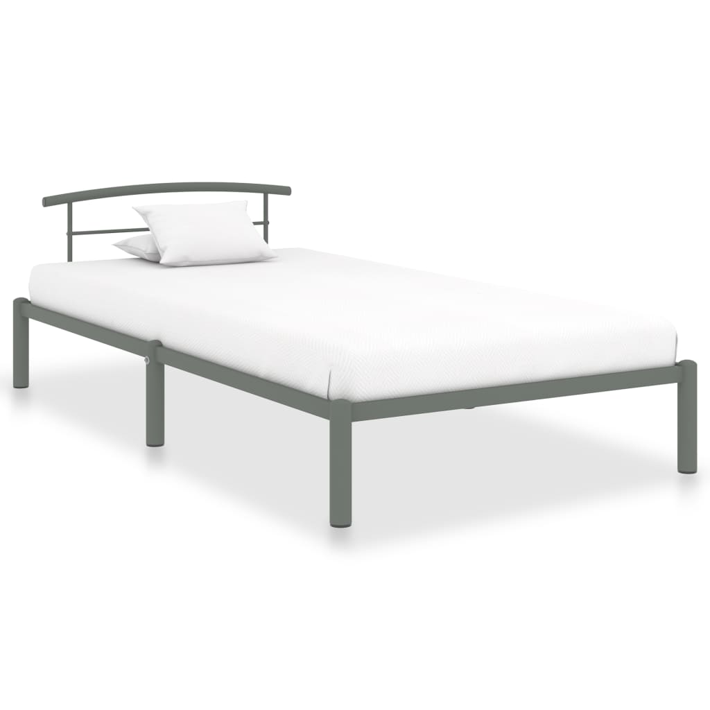 Bed Frame Grey Metal 90x200 cm- Beds & Bed Frames - HomeShopIreland - Home Shop Ireland - Beds & Bed Frames - Bed Frame Grey Metal 90x200 cm