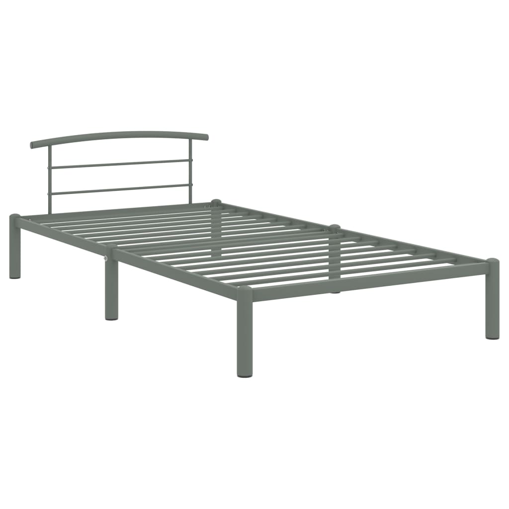 Bed Frame Grey Metal 90x200 cm- Beds & Bed Frames - HomeShopIreland - Home Shop Ireland - Beds & Bed Frames - Bed Frame Grey Metal 90x200 cm