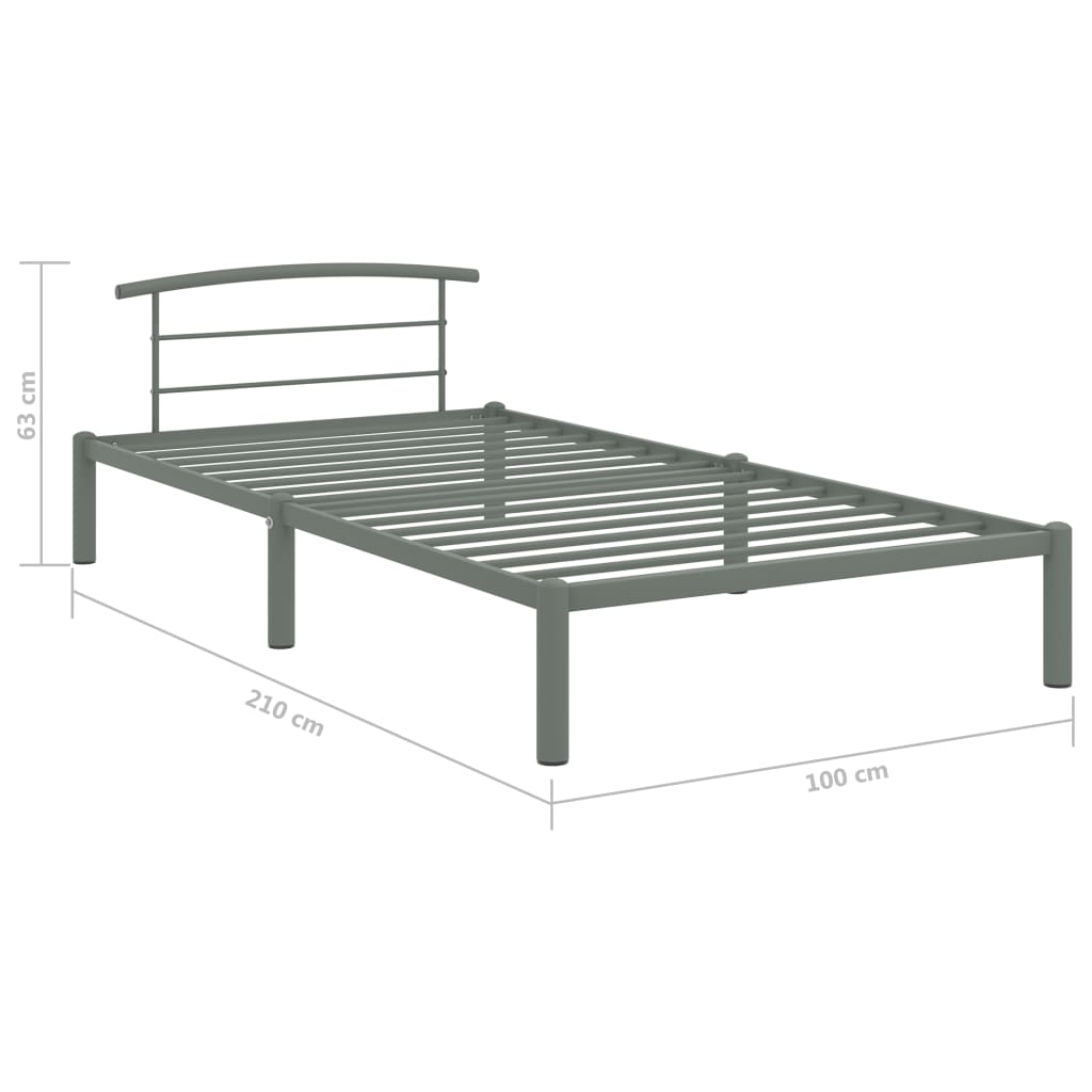 Bed Frame Grey Metal 90x200 cm- Beds & Bed Frames - HomeShopIreland - Home Shop Ireland - Beds & Bed Frames - Bed Frame Grey Metal 90x200 cm