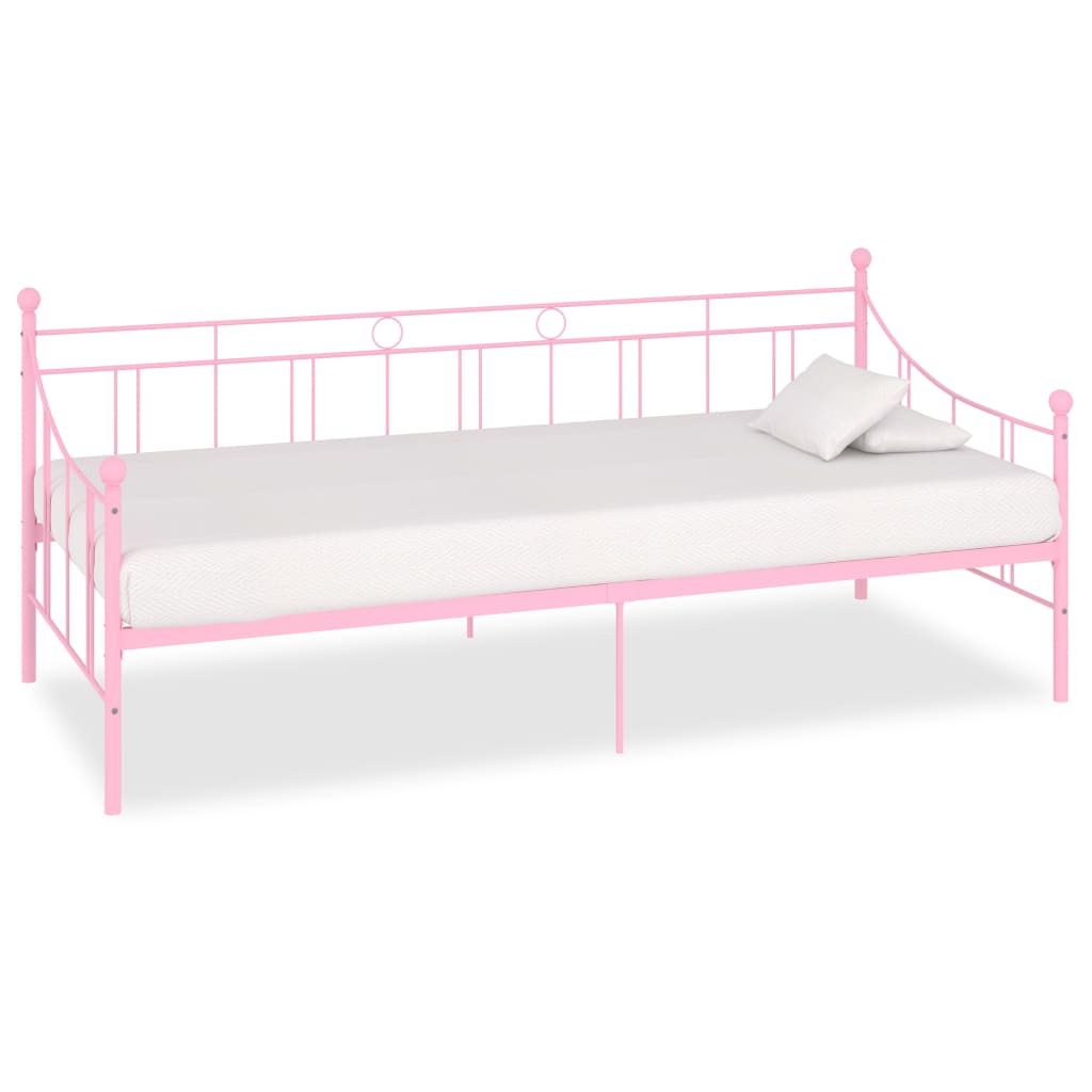 Daybed Frame Pink Metal 90x200 cm- Beds & Bed Frames - HomeShopIreland - Home Shop Ireland - Beds & Bed Frames - Daybed Frame Pink Metal 90x200 cm