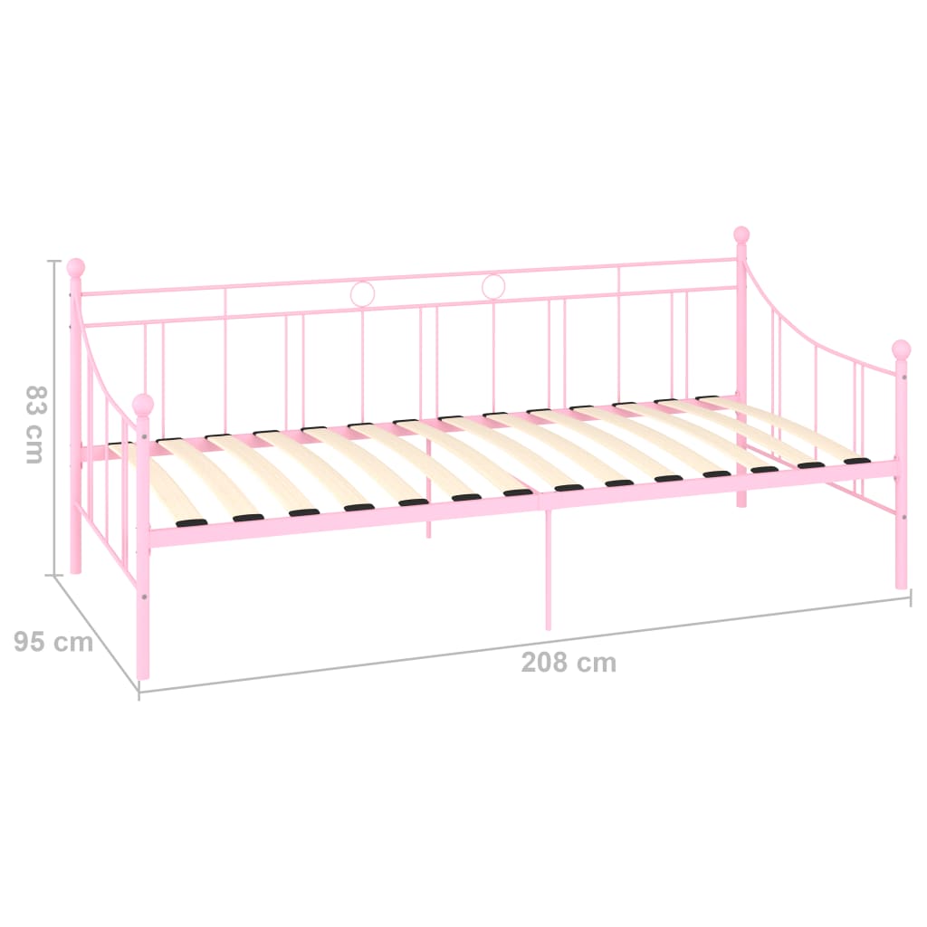 Daybed Frame Pink Metal 90x200 cm- Beds & Bed Frames - HomeShopIreland - Home Shop Ireland - Beds & Bed Frames - Daybed Frame Pink Metal 90x200 cm