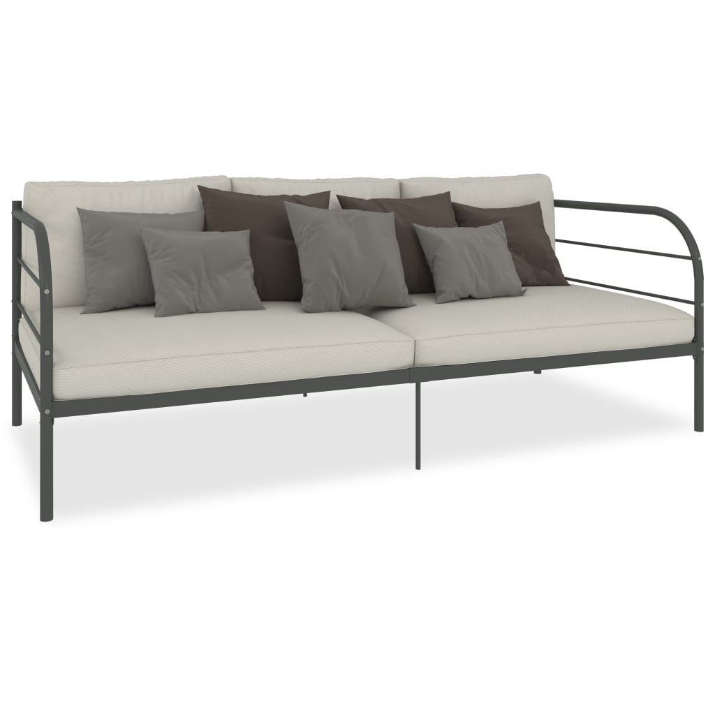 Daybed Frame Grey Metal 90x200 cm- Beds & Bed Frames - HomeShopIreland - Home Shop Ireland - Beds & Bed Frames - Daybed Frame Grey Metal 90x200 cm